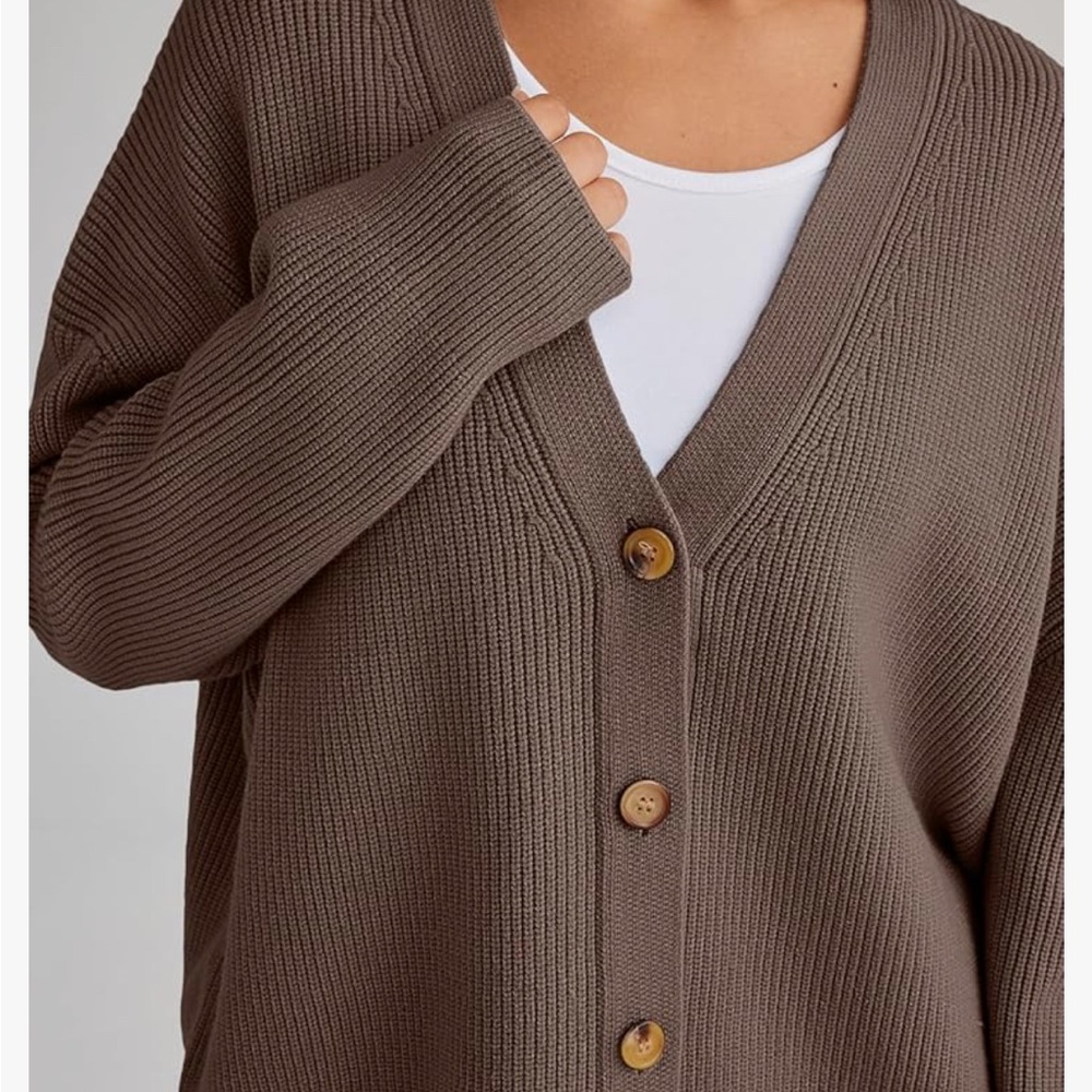 Button Through Ribbed Knit Cardigan - Picture 2 of 5